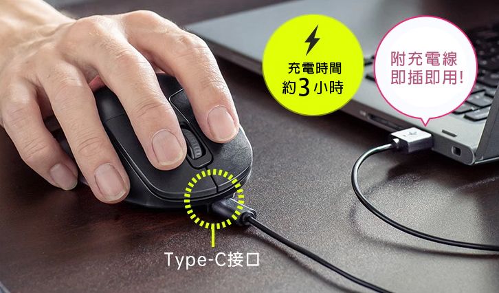 充電時間 約3小時 附充電線 即插即用!