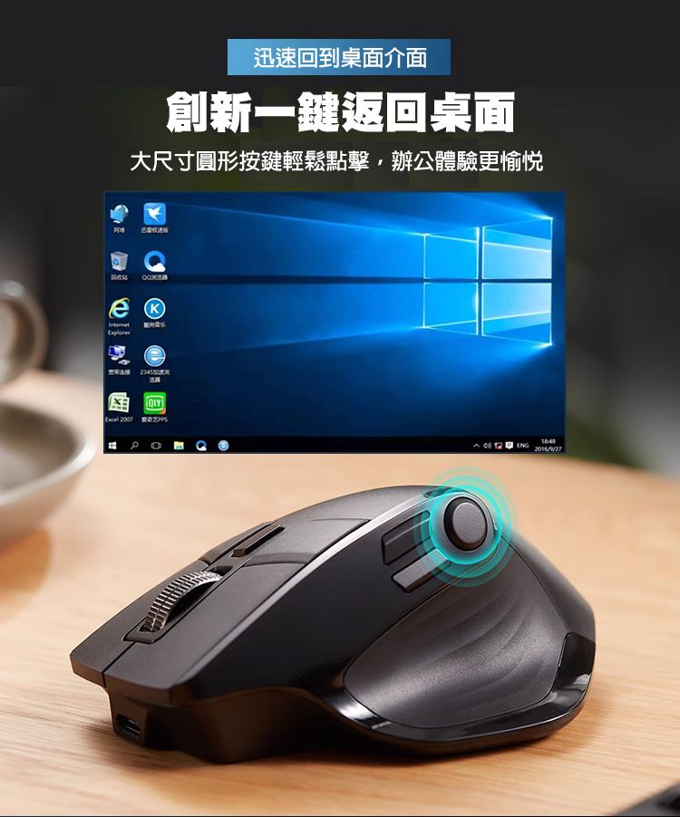迅速回到桌面介面 創新一鍵返回桌面 大尺寸圓形按鍵輕鬆點擊，辦公體驗更愉悅