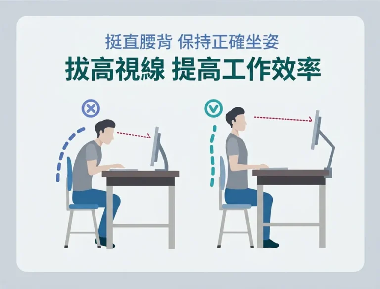 挺直腰背保持正確坐姿 拔高視線提高工作效率